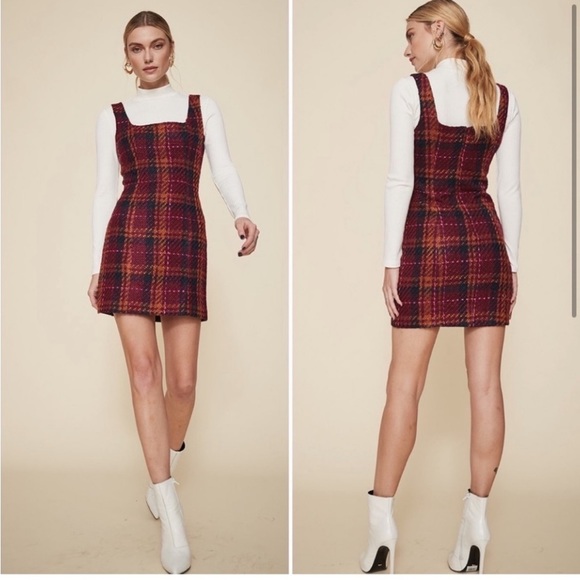 LPA Tweed Plaid Mini Dress size Medium - Picture 3 of 8